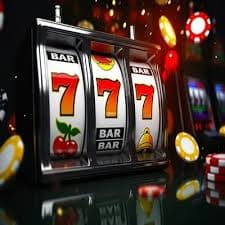 Celebration style casino entertainment screen with responsible gaming cues